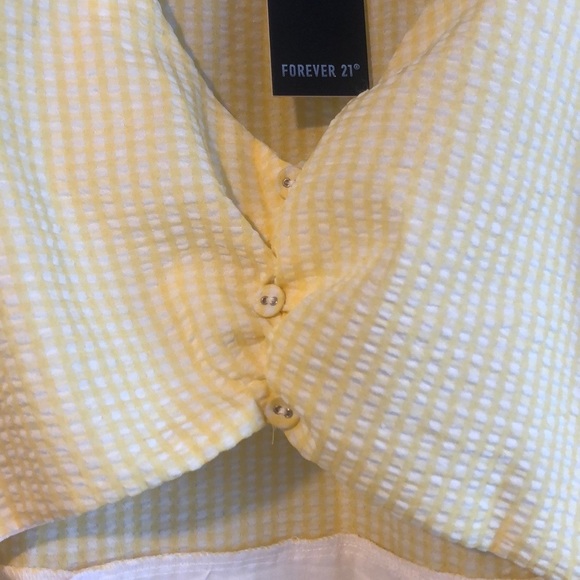 Forever 21 Yellow and White Cut Out Dress XL - Picture 3 of 9